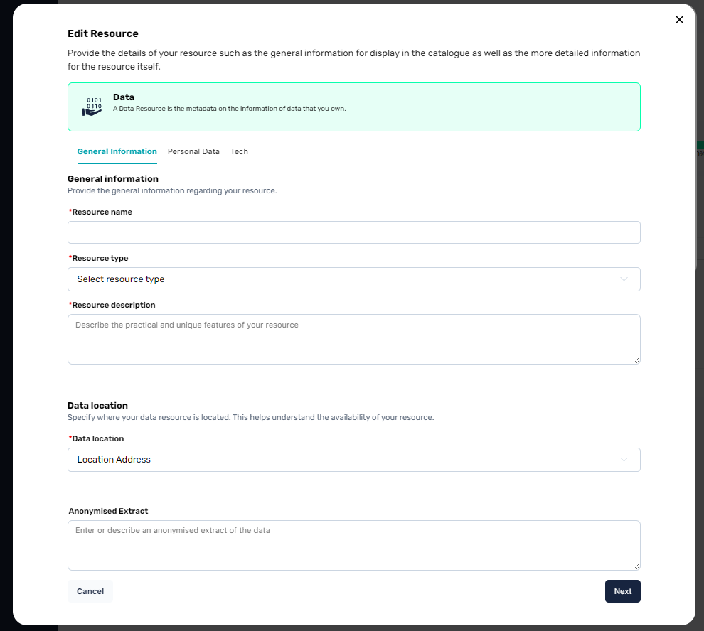 Data resource creation