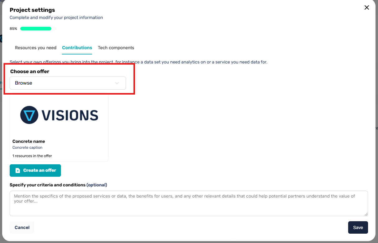 Project Contributions Offer Browsing